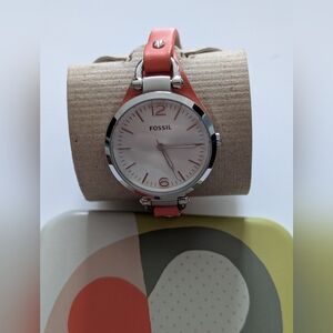 Fossil Women's Salmon Leather Strap Watch